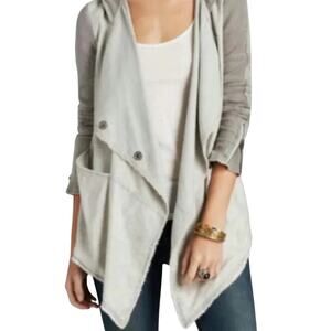 Free People WMNS Drippy Linen Hoodie Utility Jacket SZ SM Long Sleeve Zip Cuffs